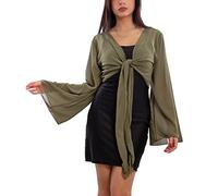 Toocool Bolero VB-10371 Damen-Bolero mit weiten Ärmeln, militär-grün, One size