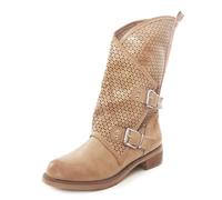 Toocool - Damen Stiefel Biker Boots Biker Boots Stiefeletten Schnallen Amphibien SA9907, Yy6775 Beige, 40 EU