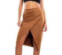 Toocool Damenrock Longuette Geldbörse aus Wildleder eleganter Schlitz VI-3614