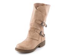 Toocool - Damenstiefel Biker Boots Schnallen Amphibien Motorradfahrer Freizeitschuhe G620, beige, 37 EU