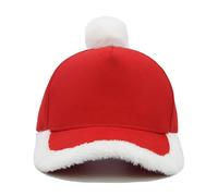 Toopdun Basecap Weihnachtsmütze für Damen und Herren, Lustige Plüsch Baumwoll Santa Mütze für Silvesterparty mit flauschigem Pelz Pompon