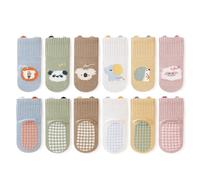 TootyTots 6er Set Kinder rutschfeste Socken mit Tierdrucken - Unisex Baby Baumwollsocken für Jungen Mädchen, Atmungsaktiv Jahreszeitübergreifend als Geschenkidee