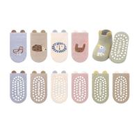 TootyTots 6er Set Kinder rutschfeste Socken mit Tierdrucken - Unisex Baby Baumwollsocken für Jungen Mädchen, Atmungsaktiv Jahreszeitübergreifend als Geschenkidee