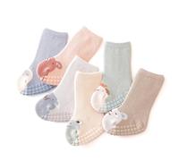 TootyTots 6er Set Kinder rutschfeste Socken mit Tierdrucken - Unisex Baby Baumwollsocken für Jungen Mädchen, Atmungsaktiv Jahreszeitübergreifend als Geschenkidee