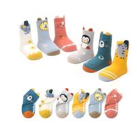 TootyTots 6er Set Kinder rutschfeste Socken mit Tierdrucken - Unisex Baby Baumwollsocken für Jungen Mädchen, Atmungsaktiv Jahreszeitübergreifend als Geschenkidee