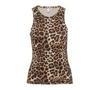 QS Geripptes Tanktop mit All-Over-Print schwarz M