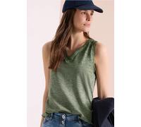 Shirttop CECIL, Damen, Gr. XXL (46), grün (khaki), Web, 100% Baumwolle, meliert, comfort fit normal, Rundhals, abgesteppt, Tops Shirttop, aus reiner Baumwolle (22200051-XXL) khaki