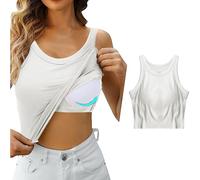 top bauchfrei guenstig unterhemden mit integriertem BH Seamless Tanks Built in Bra Shirt ärmellos Damen Sommer unterhemden Damen spaghettiträger
