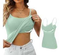 Top Damen Elegant Einfarbig Ärmelloses U-Ausschnitt Spaghetti mit Eingebauter BH Gepolstert Verstellbare Spaghettiträger Tank Tops Integriertem Lässige Cami Tanks Fitting Yoga