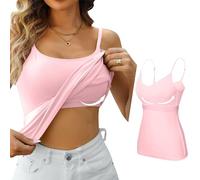 Top Damen Elegant Einfarbig Ärmelloses U-Ausschnitt Spaghetti mit Eingebauter BH Gepolstert Verstellbare Spaghettiträger Tank Tops Integriertem Lässige Cami Tanks Fitting Yoga