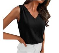 Top Damen Leinen Tank Top Oversize Tanktop Sommer Trägershirt Ärmellose Shirt Leichte Sommertop Musselin Bluse Damen Trägertop Locker Blusentop Lässig Unterhemd Strand Leinentop