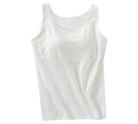 Top Damen Schwarz Tanktops Modal Unterhemden Lang Tops mit Integriertem BH Breite Träger Sexy Elegant Blusetops Leicht Bequeme Tank-top Atmungsaktive Unterhemd Camisole Basic Tanktop