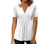 Top Damen Sexy Leicht Und Luftig T-Shirt Oberteile Damen Sommer Sexy Long Bluse Frühling Tanktops & Träger-Tops Sportshirts Damen Blusen Kurzarm Sommer Sommershirts Longtop（2-White，3XL）