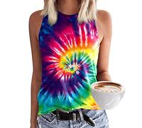 Top Damen Sommer Ärmelloses Oberteile Tshirt Tank Top Locker Sport Schwarze Sommertop Rundhals Lässige Teenager Mädchen Tanktops Frauen Trägershirt Damenshirt Gym Weiß Blusentop