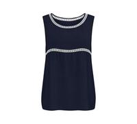 Top Damen Sommer Tank Lässiges Tanktop Mit Rundhalsausschnitt Für Locker Basic Tops Ärmelloses Leinenbluse Sommertops Ärmellos Ärmellose T-Shirts Elegant Kurz T-Shirt Blaues Weißes Oberteil Marine XL