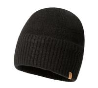 TOP-EX 100% Merino-Wollmütze mit Fleece-Futter, umgeschlagen, Fischer-Kappe M/L Schwarz