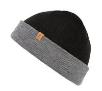 TOP-EX 80% Merino Wolle Fisherman Beanie Trawler Mütze Unisex Großer Kopf Kurz Strickmütze Wollmütze Herren Damen Wintermütze Black Gray XL/XXL