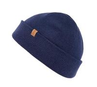 TOP-EX 80% Merino Wolle Fisherman Beanie Trawler Mütze Unisex Großer Kopf Kurz Strickmütze Wollmütze Herren Damen Wintermütze Navy Blue XL/XXL