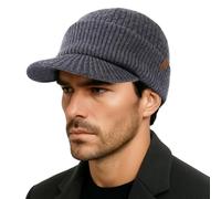 TOP-EX PolarWool™ 100% Merinowolle Schirmmütze Herren Damen, Winter Strickmützen Beanie mit Fleecefutter für Outdoor Running Ski, M-XXL