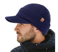 TOP-EX PolarWool™ 100% Merinowolle Schirmmütze Herren Damen, Winter Strickmützen Beanie mit Fleecefutter für Outdoor Running Ski, M-XXL