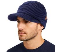 TOP-EX PolarWool™ 50% Merinowolle Schirmmütze Herren Damen, Winter Strickmützen Beanie mit Fleecefutter für Outdoor Running Ski, M-XXL