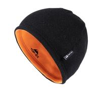 TOP-EX PolarWool Winter Beanie Herren Wolle Fleece Mütze Warme Wintermütze Strickmütze Wendemütze Geschenke Ski Laufmuetze Winddicht Schwarz Orange M/L