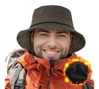 TOP-EX XL wasserdichte Winter-Fischerhüte für Herren und Damen, warme Fleece-gefütterte Regenhüte zum Wandern, Angeln und für kaltes Wetter im Freien, Winddicht, Braun