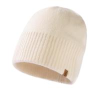 TOP-EX XL/XXL 100% Merinowolle Beanie Mütze, Wintermuetze Wollmütze Herren Damen, Strickmuetze Fisherman Beanie Trawler Mütze Warme Fleece Futter Weiß M/L