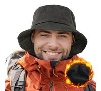 TOP-EX XXL wasserdichte Winter-Fischerhüte für Herren und Damen, warme Fleece-gefütterte Regenhüte zum Wandern, Angeln und für kaltes Wetter im Freien, Winddicht, Schwarz