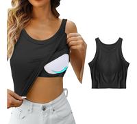 top guenstig Unterhemden Damen Baumwolle Spaghettiträger Top Große Größen Basic Tank Top Mit Integriertem BH Verstellbaren Camisole Hemd Trägertop Trägershirt damen unterwaesche baumwolle unterhemd