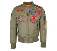 Bomberjacke TOP GUN "im Pilotenstil mit Patches TG20191053" Gr. 50 (M), grün (olive) Herren Jacken Übergangsjacken (51008060-M) olive