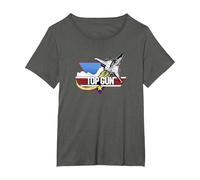 Top Gun Fighter Jet Portrait Logo T-Shirt, Damen Große Größen, Anthrazit, 1X