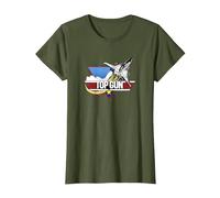 Top Gun Fighter Jet Portrait Logo T-Shirt, Damen, Olivgrün, L