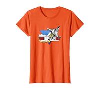 Top Gun Fighter Jet Portrait Logo T-Shirt, Damen, Orange, L