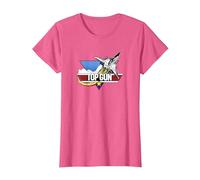 Top Gun Fighter Jet Portrait Logo T-Shirt, Damen, Rosa Meliert, XXL