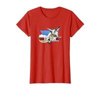 Top Gun Fighter Jet Portrait Logo T-Shirt, Damen, Rot, S