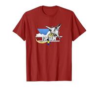 Top Gun Fighter Jet Portrait Logo T-Shirt, Herren, Cranberry, S