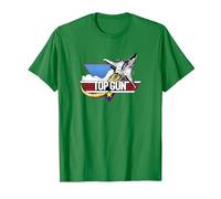 Top Gun Fighter Jet Portrait Logo T-Shirt, Herren, Dunkelgrün, XL