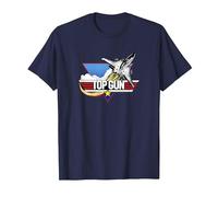 Top Gun Fighter Jet Portrait Logo T-Shirt, Herren, Marineblau, L