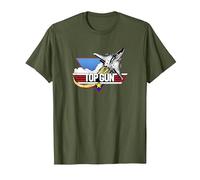 Top Gun Fighter Jet Portrait Logo T-Shirt, Herren, Olivgrün, XXL