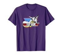 Top Gun Fighter Jet Portrait Logo T-Shirt, Herren, Violett, L