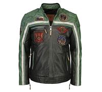 Top Gun Herren Lederjacke Tgj1005 Black/Green/Creme,L