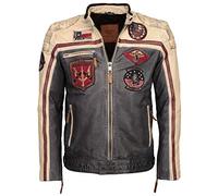 Top Gun Racing, Lederjacke L Dunkelblau/Weiß/Dunkelrot