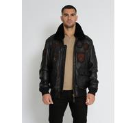 Top Gun Lederjacke TG2023004 mit Lammfellkragen - Schwarz 2XL