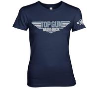 Top Gun: Maverick Offizielles Lizenzprodukt Distressed Logo Damen T-Shirt (Marineblau), Klein