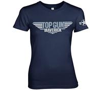 Top Gun: Maverick Offizielles Lizenzprodukt Distressed Logo Damen T-Shirt (Marineblau), Mittel