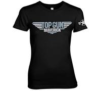 Top Gun: Maverick Offizielles Lizenzprodukt Distressed Logo Damen T-Shirt (Schwarz), Mittel