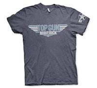 Top Gun: Maverick Offizielles Lizenzprodukt Distressed Logo Herren T-Shirt (Marineblau-Heather), Klein