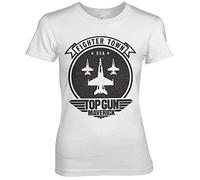 Top Gun: Maverick Offizielles Lizenzprodukt Fighter Town Damen T-Shirt (Weiß), Groß