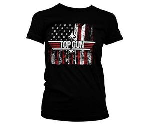 Top Gun Offizielles Lizenzprodukt America Damen T-Shirt (Schwarz), X-Large
